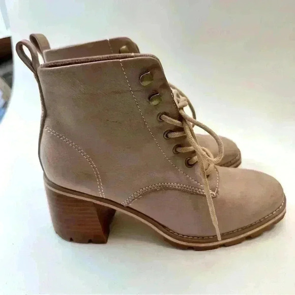 Korks Chelsea Lace-Up Leather Heeled Bootie Boots Women’s Shoes Size 6 Brown - Picture 3 of 8